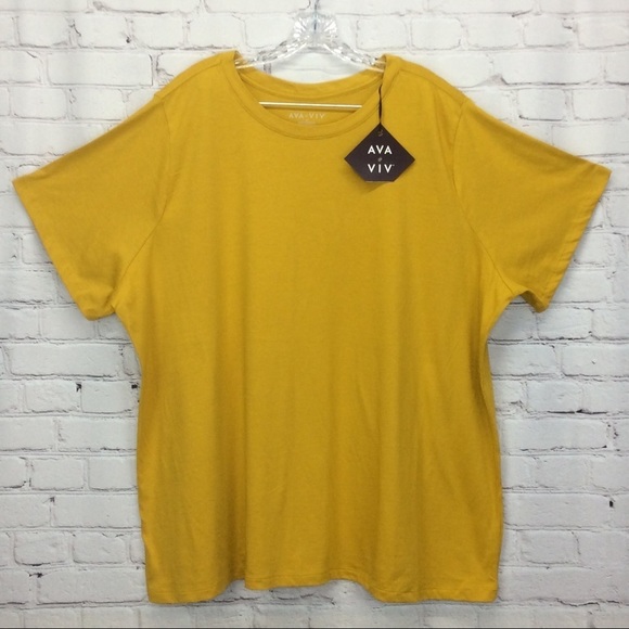 AVA & VIV T-Shirt Women's Plus Size 3x(24-26) Gold Scoop Neck Short Sleeve Comfy - Picture 4 of 6